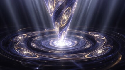 Abstract swirling vortex with glowing light effects and ripples.