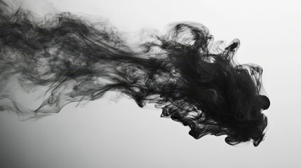 Fototapeta premium Elegant black smoke swirling softly in the air creates a mysterious and captivating atmosphere for creativity and art.