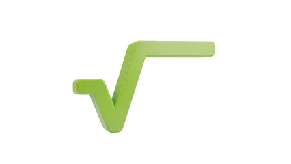 Green square root symbol on transparent background