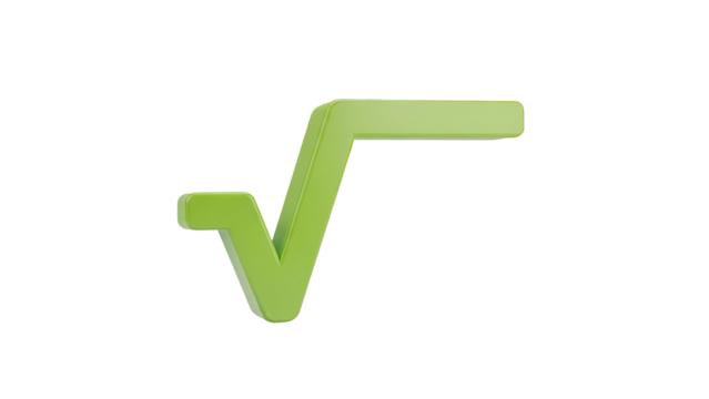 Green square root symbol on transparent background - Powered by Adobe