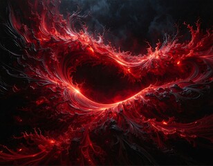 Fiery red abstract design with a dark center, dynamic and swirling