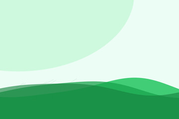 Obraz premium Green Landscape with Simple Shapes in Minimalist Style with Soft Color Palette and Flat Design for Environmental