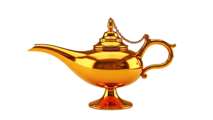 Golden Magic Lamp on transparent background