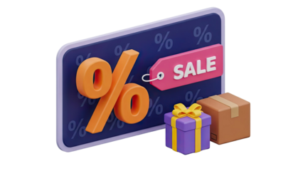 Sale Discount Percentage Icon with Gift Box and Package