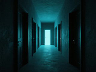 Corridor with Many Doors Liminal Space