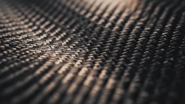 Close-up of a carbon fiber texture with a reflective surface and a dramatic lighting effect.