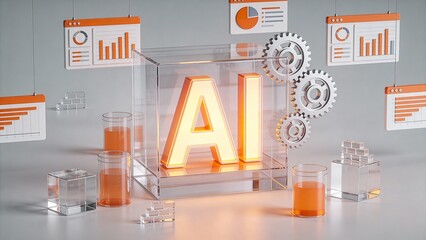 AI technology concept with data visuals