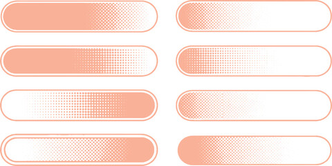 Set of eight rounded rectangular progress bars with gradient fills.