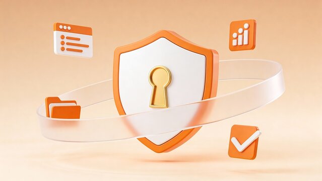 Digital security shield with icons - Powered by Adobe