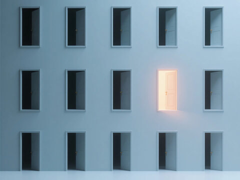 Corridor with Many Doors Liminal Space