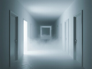 Corridor with Many Doors Liminal Space