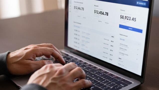 A person is typing on a laptop computer