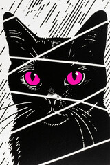 Close Up Cat Illustration Portrait