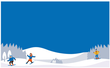 スキーをする人の背景イラストフレーム
