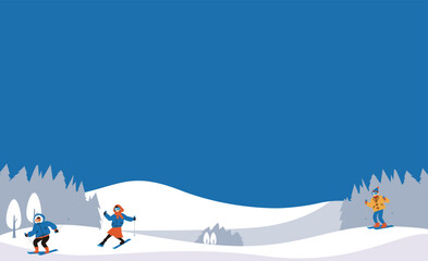 ゲレンデをすべるスキーヤーたち