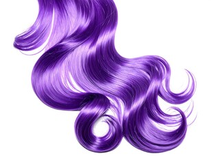Flowing locks of vibrant purple hair against a pristine white backdrop