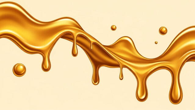 Realistic molten gold liquid dripping flow