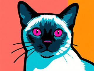 Close Up Cat Illustration Portrait