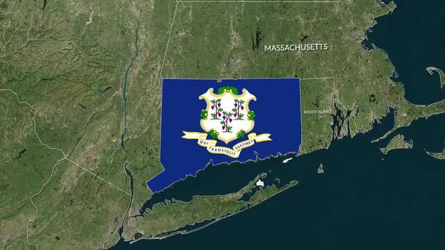 Connecticut Map With Flag Animation