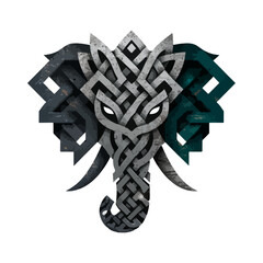 Elephant vector mascot logo design, emblem and tshirt printing. Elephant head illustration with celtic knot ornament