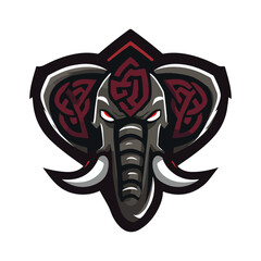 Elephant vector mascot logo design, emblem and tshirt printing. Elephant head illustration with celtic knot ornament