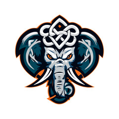 Elephant vector mascot logo design, emblem and tshirt printing. Elephant head illustration with celtic knot ornament
