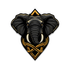 Elephant vector mascot logo design, emblem and tshirt printing. Elephant head illustration with celtic knot ornament