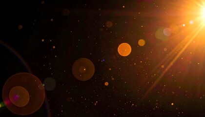 Bright celestial light bursts through darkness, speckled with luminous orbs