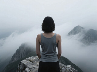 Woman from Behind Looking to the Sky