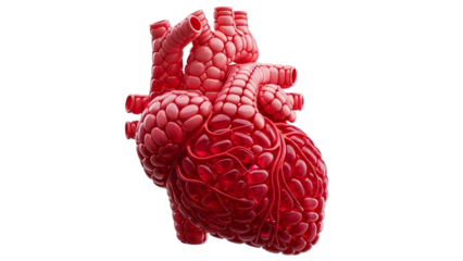 3D illustration of a human heart with detailed anatomy, showing veins and chambers, perfect for medical and educational use