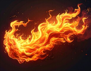 Fiery, stylized flames dancing on a dark background
