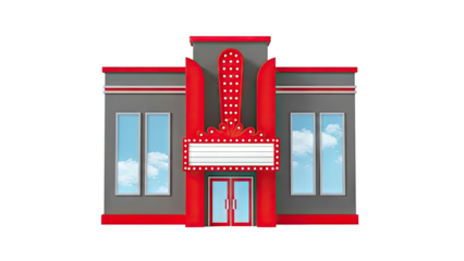 Retro Movie Theater Building with Marquee