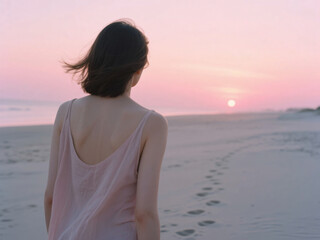 Woman from Behind Looking to the Sky