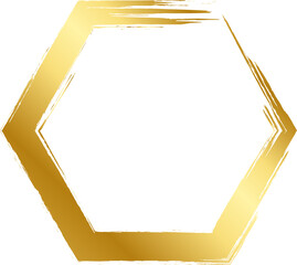 Gold hexagon brush stroke frame illustration