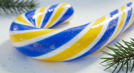Candy cane in blue and yellow 