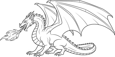 Fototapeta premium firebreathing dragon with wings spread wide in a powerful stance