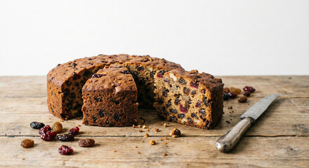 Plum cake on a table
