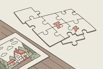 Puzzle Pieces Icon Symbolizing Teamwork, Collaboration, Problem Solving, and Strategic Connections in Projects