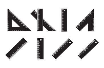 Obraz premium Mathematics Scale Silhouette Icon Sheet – Balance Measurement Black Vector Set