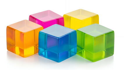 Fototapeta premium Vibrant colorful agar agar cubes arranged on a light background