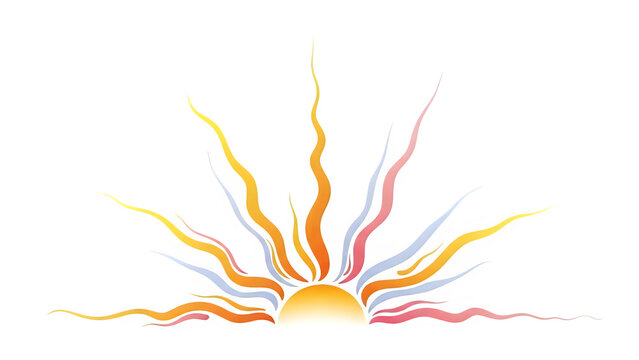 Vibrant sun illustration with colorful rays isolated on transparent background