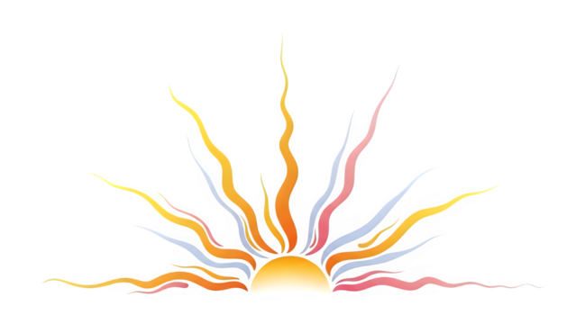 Vibrant sun illustration with colorful rays isolated on transparent background - Powered by Adobe