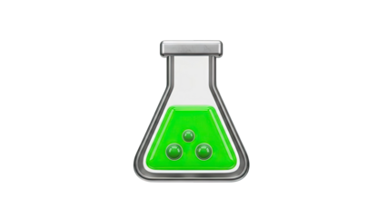 Green Liquid Flask Icon with Bubbles transparent background