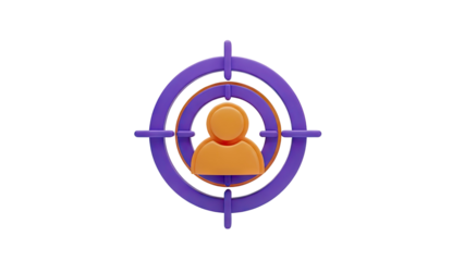 Targeted user icon in crosshairs on transparent background