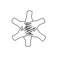 Obraz premium Teamwork Cohesion Hands Outline Icon Collaboration Vector