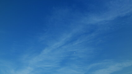 Serene blue skies adorned with wispy clouds provide a calming aesthetic for all