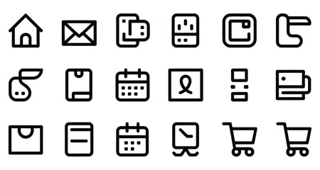 User interface and web navigation thick line icons set for digital application ui