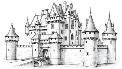 Obraz premium Medieval Castle with Watertight Moat and Towers