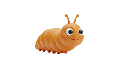 Cute cartoon orange caterpillar transparent background