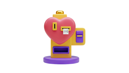 Heart Shaped Vending Machine 3D Icon transparent background